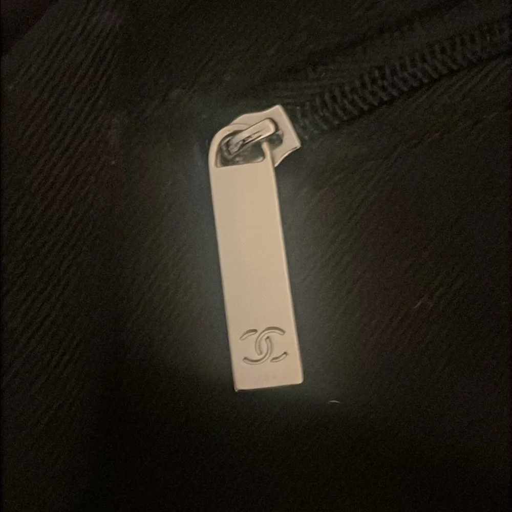 Authentic CHANEL CC Canvas Deauville Tote Chain Shoulder Bag
